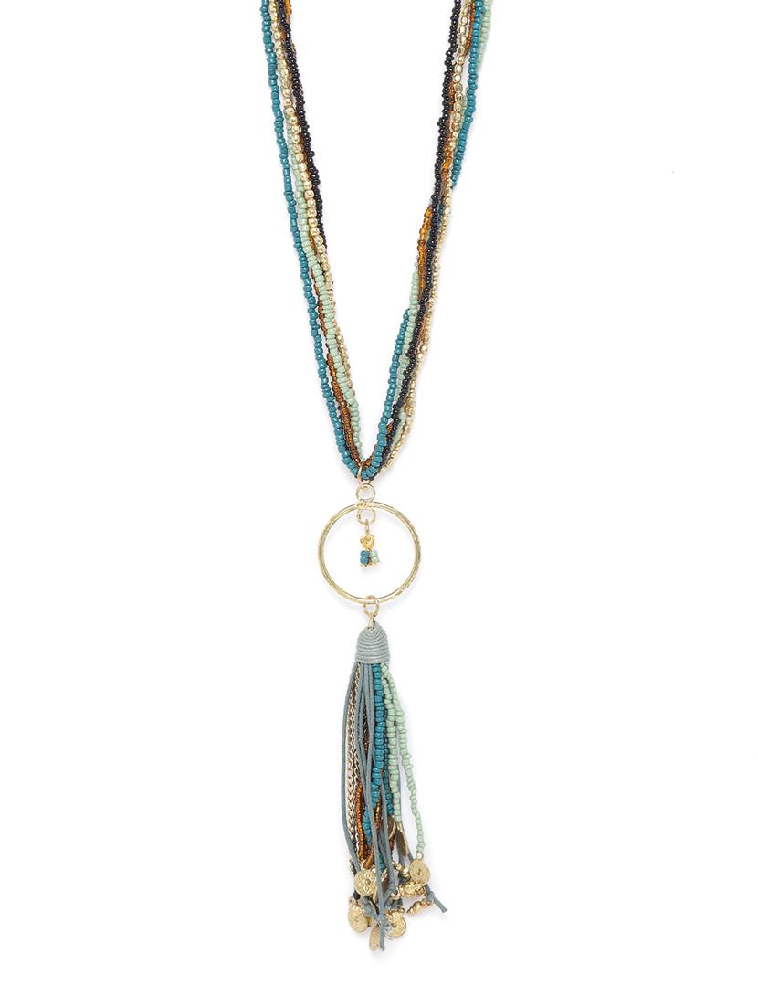 green metal long necklace - 18300588 -  Standard Image - 1
