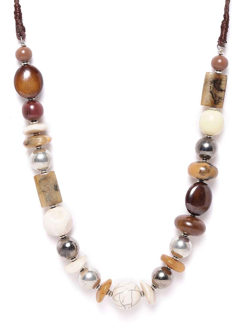 brown metal long necklace - 18300598 -  Standard Image - 1
