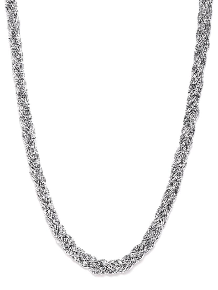 silver metal long necklace - 18300600 - Standard Image - 1