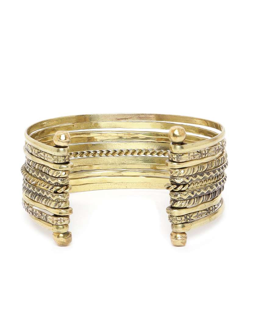 gold brass cuffs bracelet - 18300614 -  Standard Image - 1