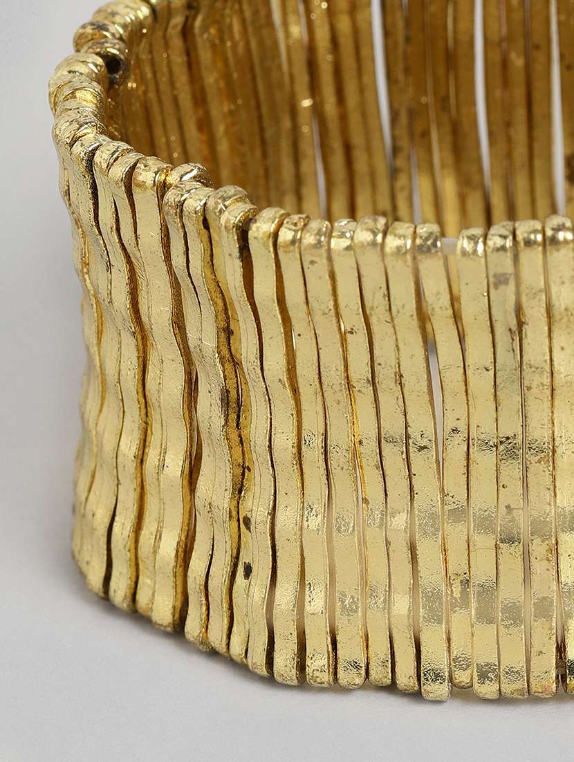 gold metal cuffs bracelet - 18300626 -  Standard Image - 1