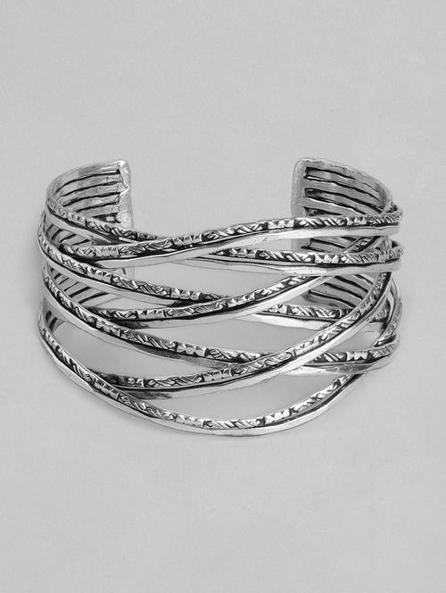 silver metal cuffs bracelet - 18300634 -  Standard Image - 0