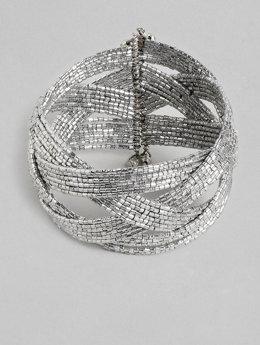 silver metal cuffs bracelet - 18300639 -  Standard Image - 1