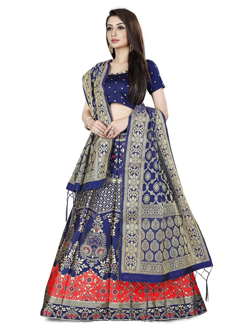 red art silk flared lehenga - 18301411 - Standard Image - 1