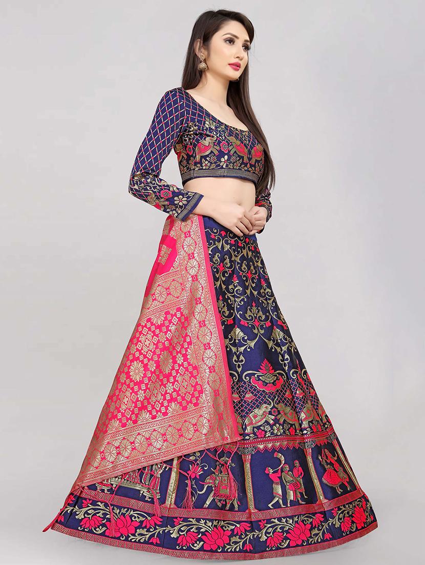 pink art silk flared lehenga - 18301424 -  Standard Image - 1