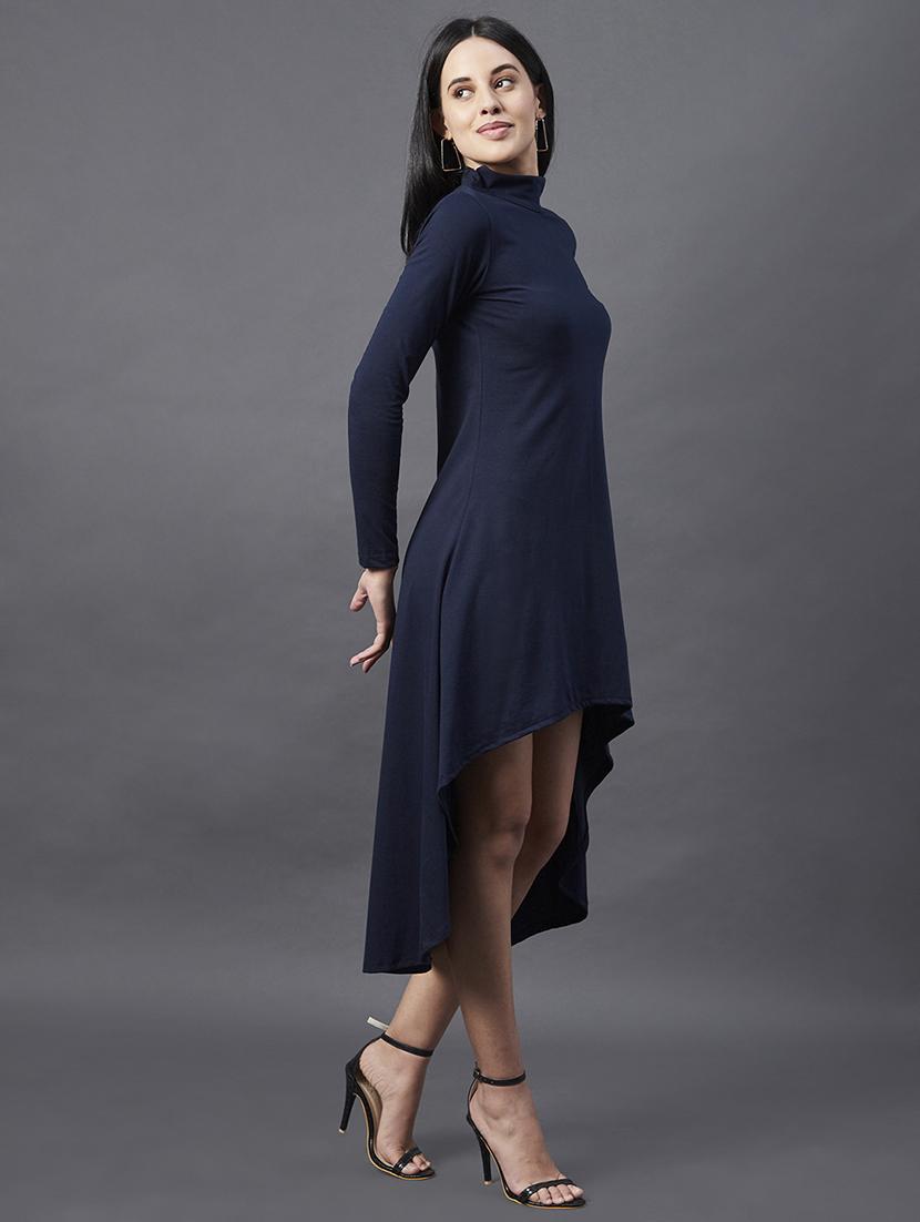 women's high low solid dress - 18301740 - Standard Image - 1