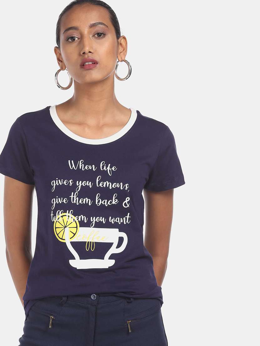 round neck graphic print t-shirt - 18301860 -  Standard Image - 1