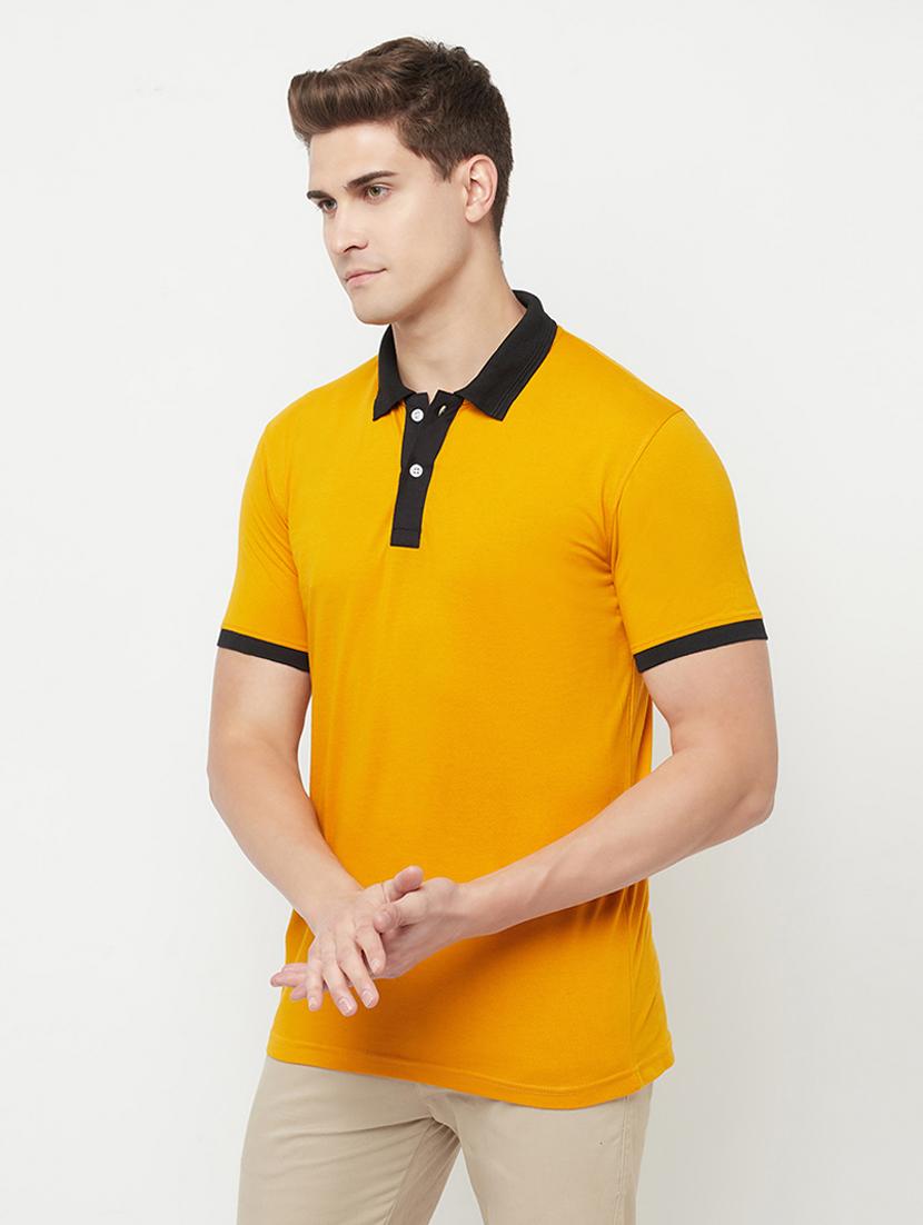yellow solid polo t-shirt - 18302390 - Standard Image - 1