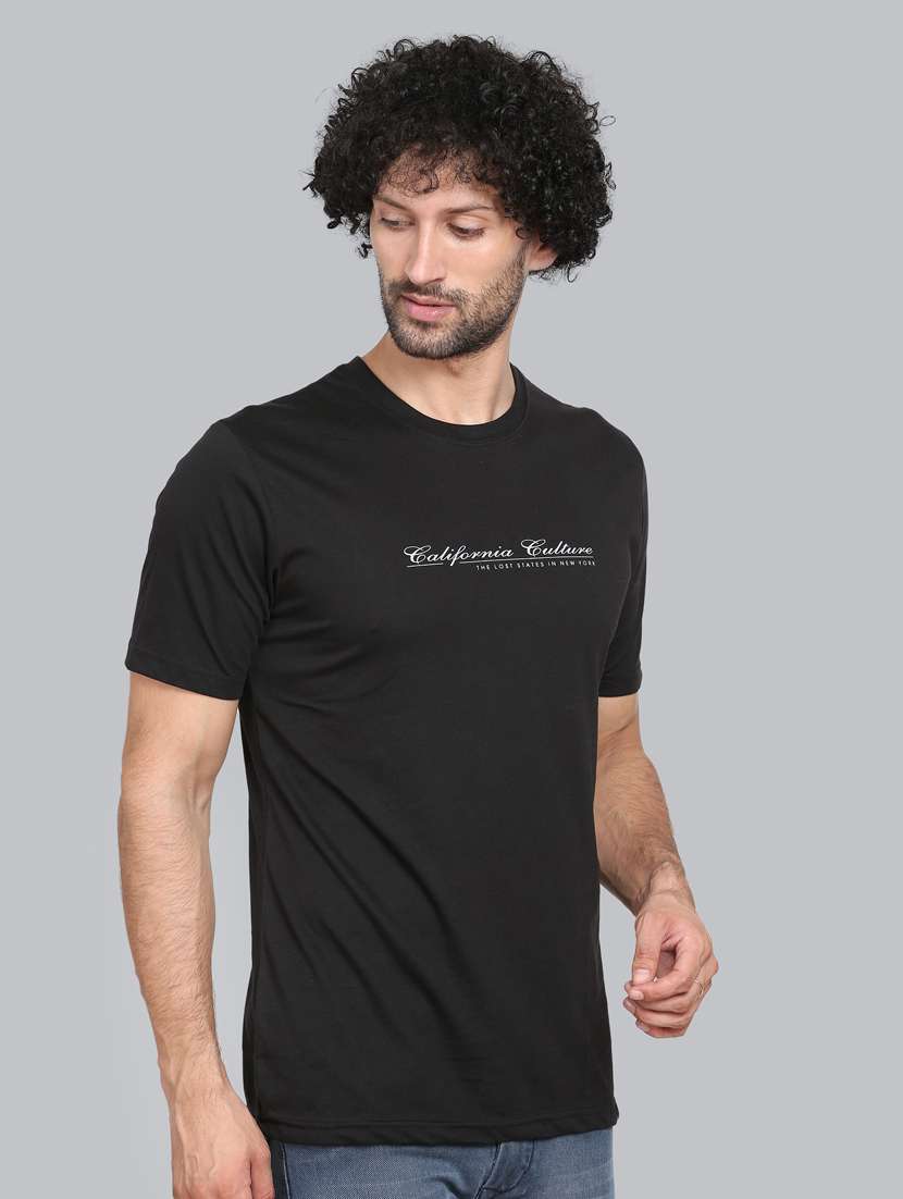 black chest printed t-shirt - 18302637 -  Standard Image - 1