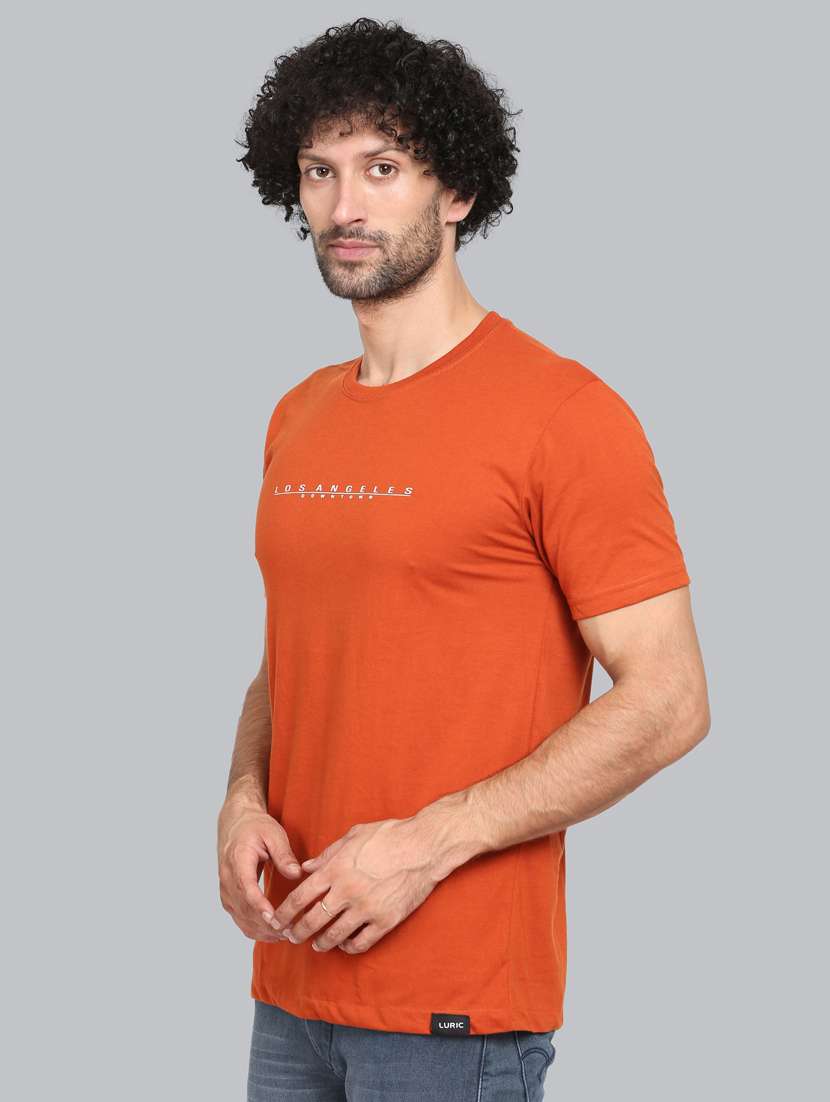 orange chest printed t-shirt - 18302638 -  Standard Image - 1