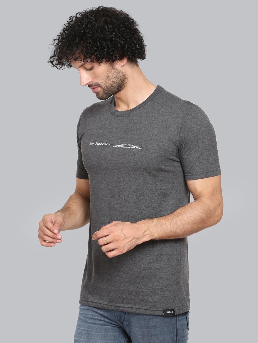grey chest printed t-shirt - 18302639 - Standard Image - 1