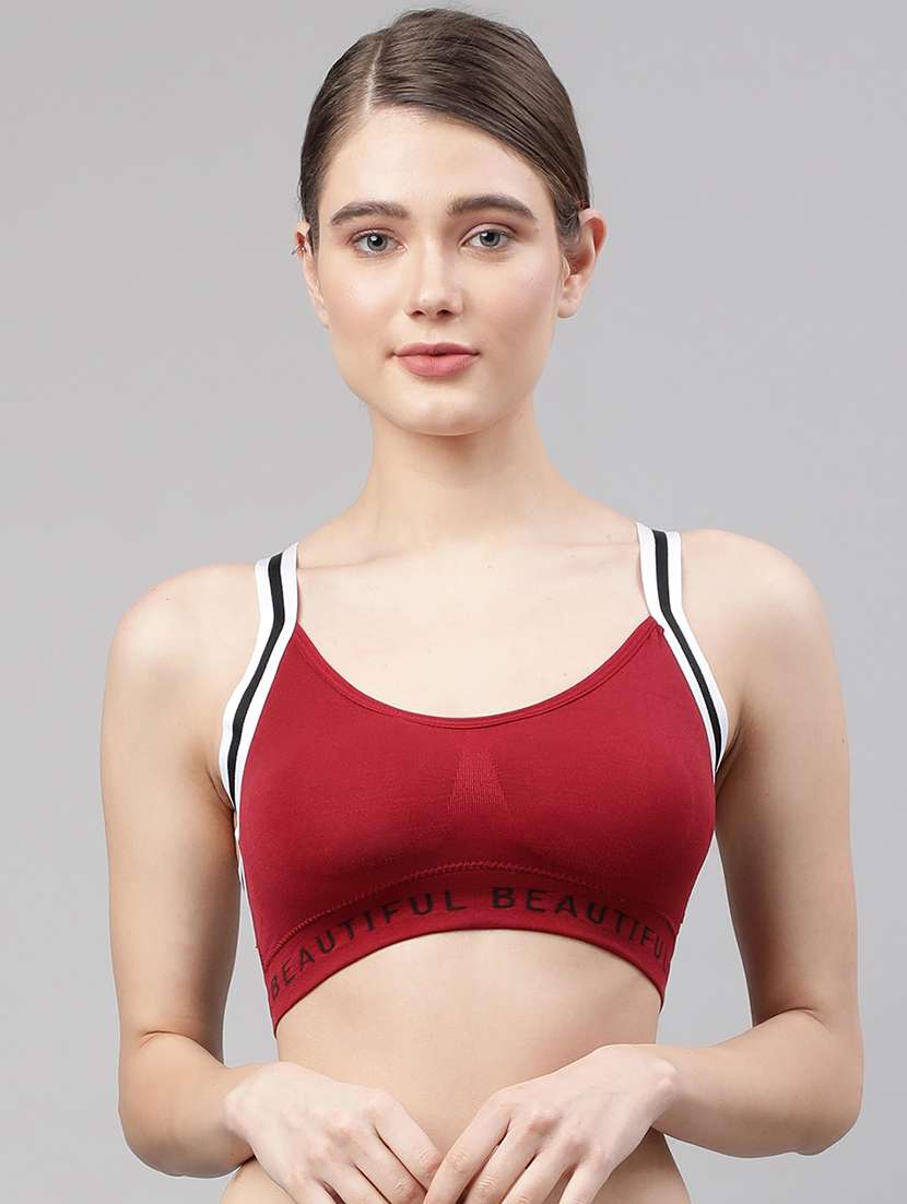 maroon solid sports bra