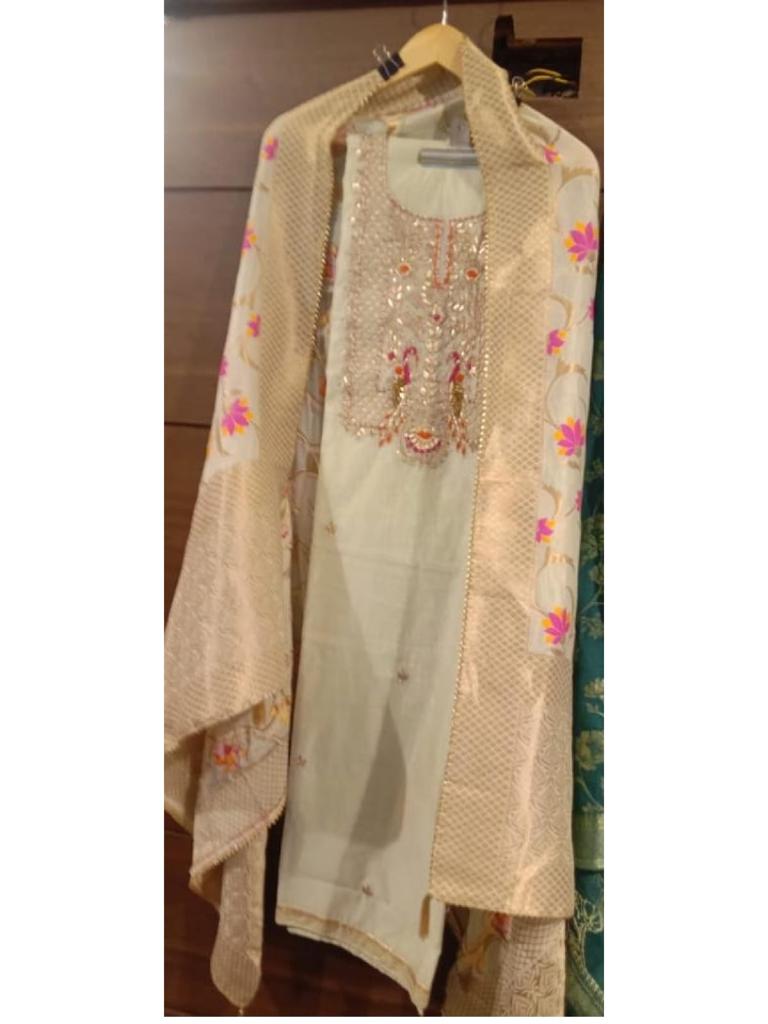 silk unstitched suit set - 18302920 - Standard Image - 1
