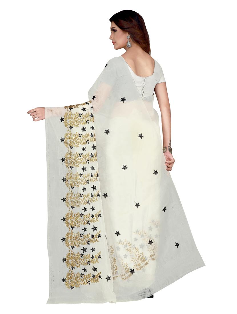 white embroidered saree - 18303484 -  Standard Image - 1