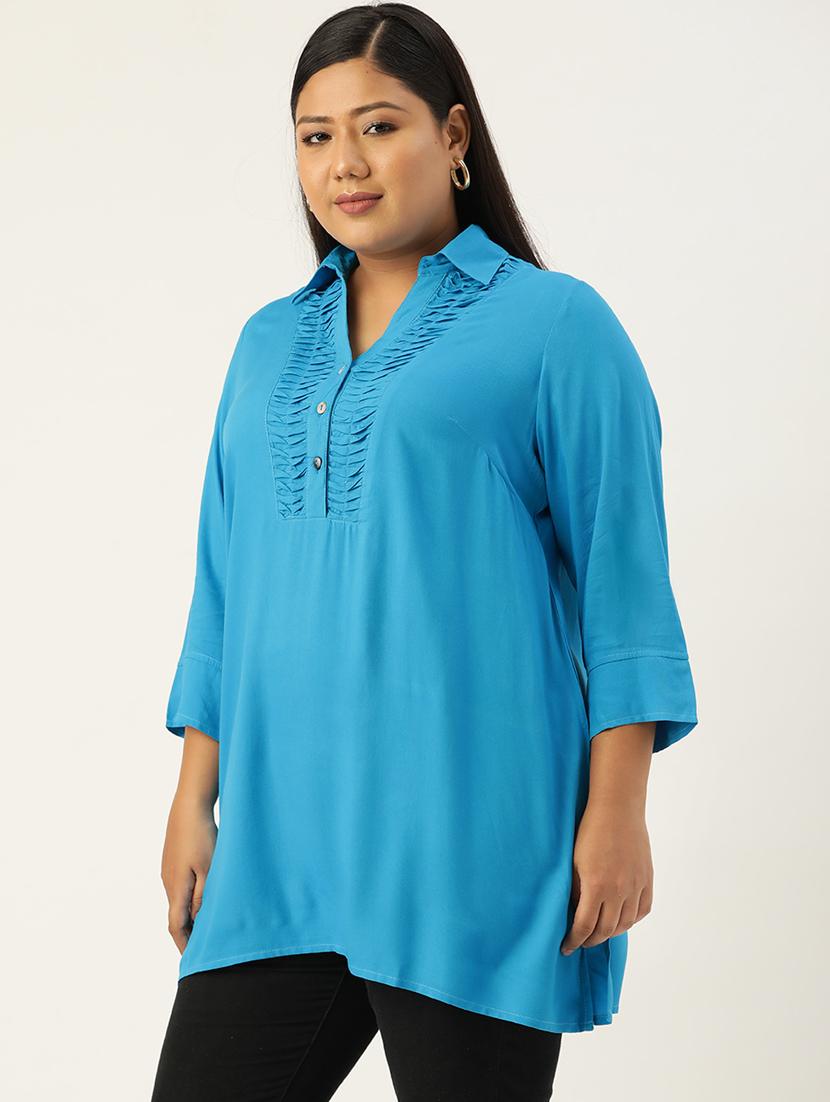 women three quarter sleeve straight kurti - 18303706 -  Standard Image - 1