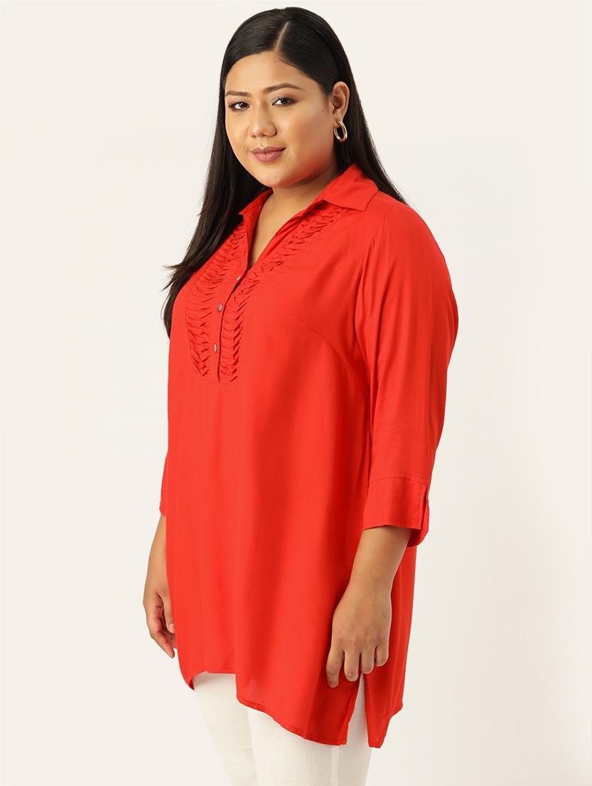 women solid three quarter sleeve straight kurta - 18303708 - Standard Image - 1