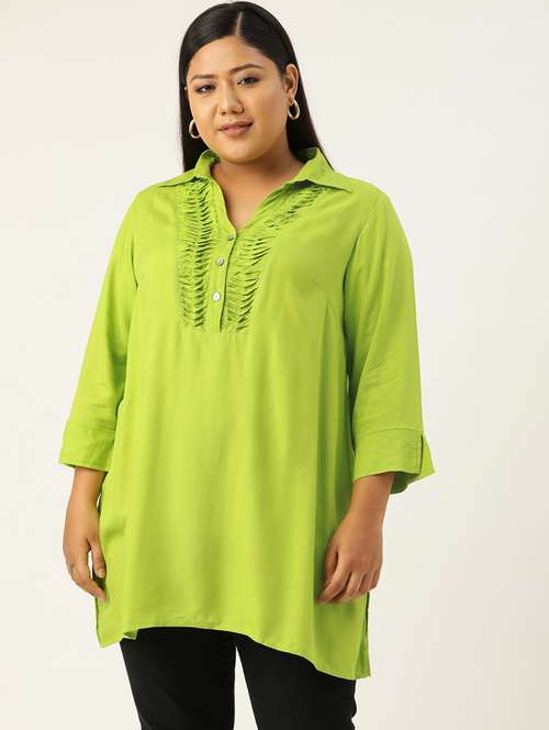 women three quarter sleeve straight kurti - 18303711 -  Standard Image - 0