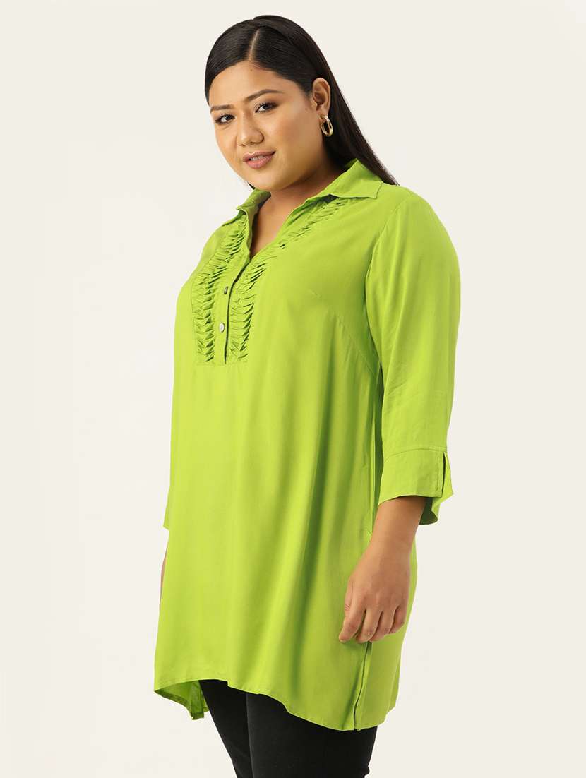 women three quarter sleeve straight kurti - 18303711 -  Standard Image - 1