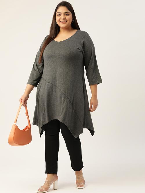 women's asymmetric v neck top - 18303723 - Standard Image - 0