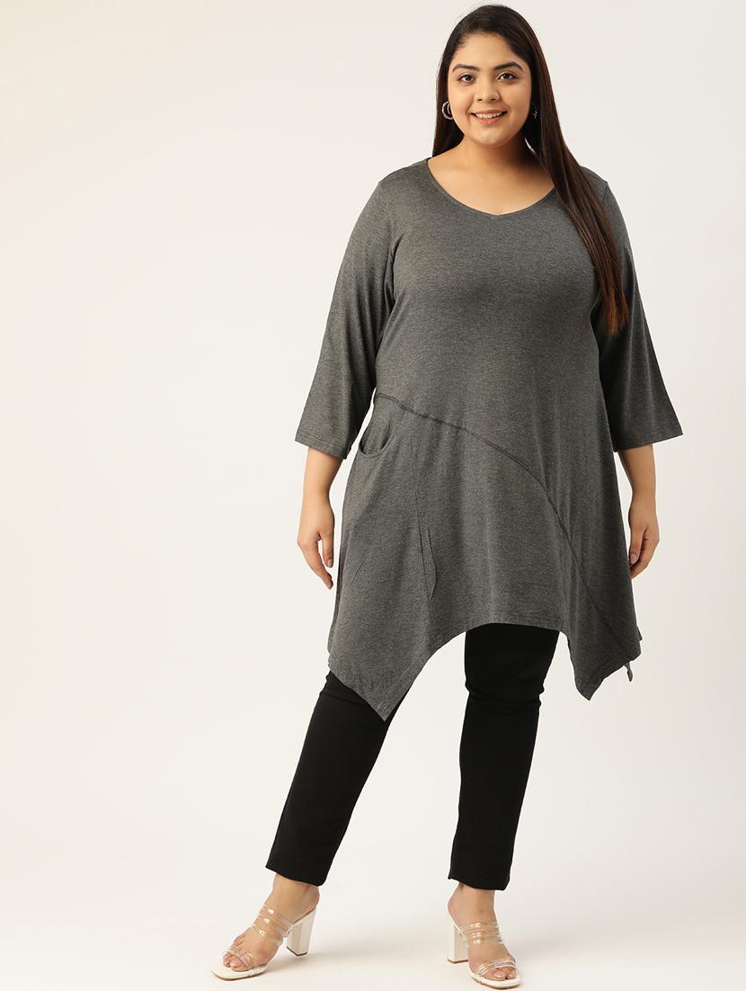 women's asymmetric v neck top - 18303723 - Standard Image - 1