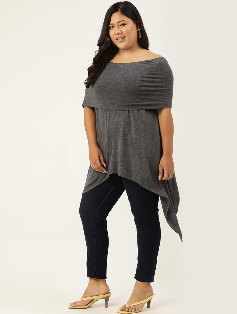 women's asymmetric boat neck top - 18304002 - Standard Image - 1