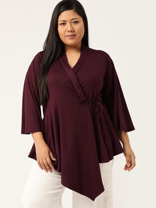 women's peplum overlap neck top - 18304071 -  Standard Image - 0