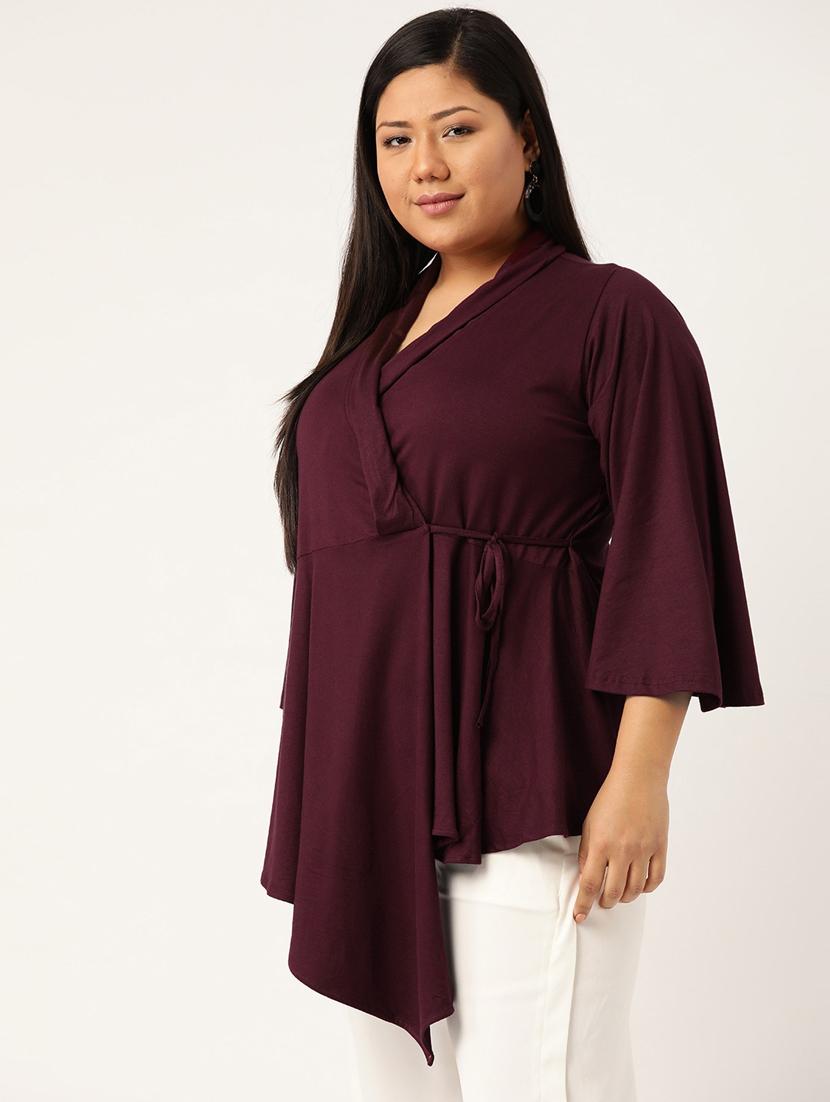 women's peplum overlap neck top - 18304071 -  Standard Image - 1