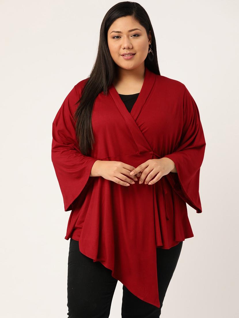 women's wrap overlap neck top - 18304072 - Zoom Image - 0