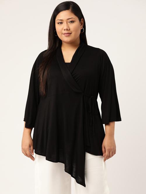 women's wrap overlap neck top - 18304073 -  Standard Image - 0