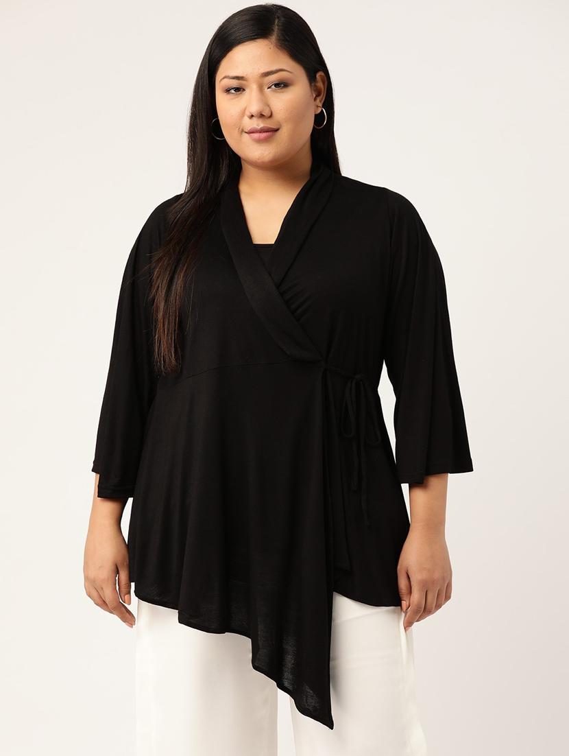 women's wrap overlap neck top - 18304073 -  Zoom Image - 0
