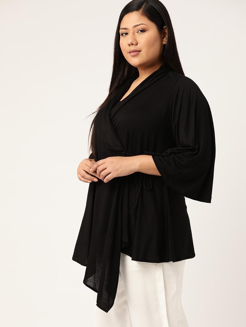 women's wrap overlap neck top - 18304073 -  Standard Image - 1