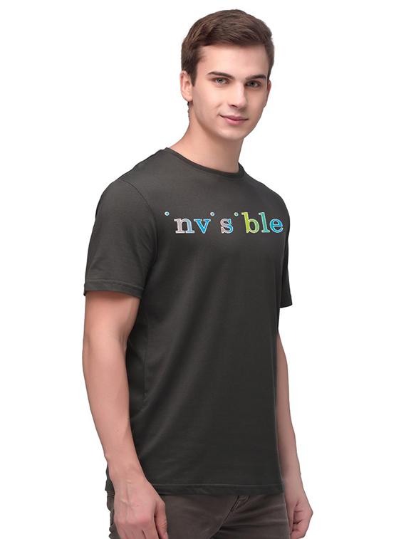 grey chest printed t-shirt - 18304185 - Standard Image - 1