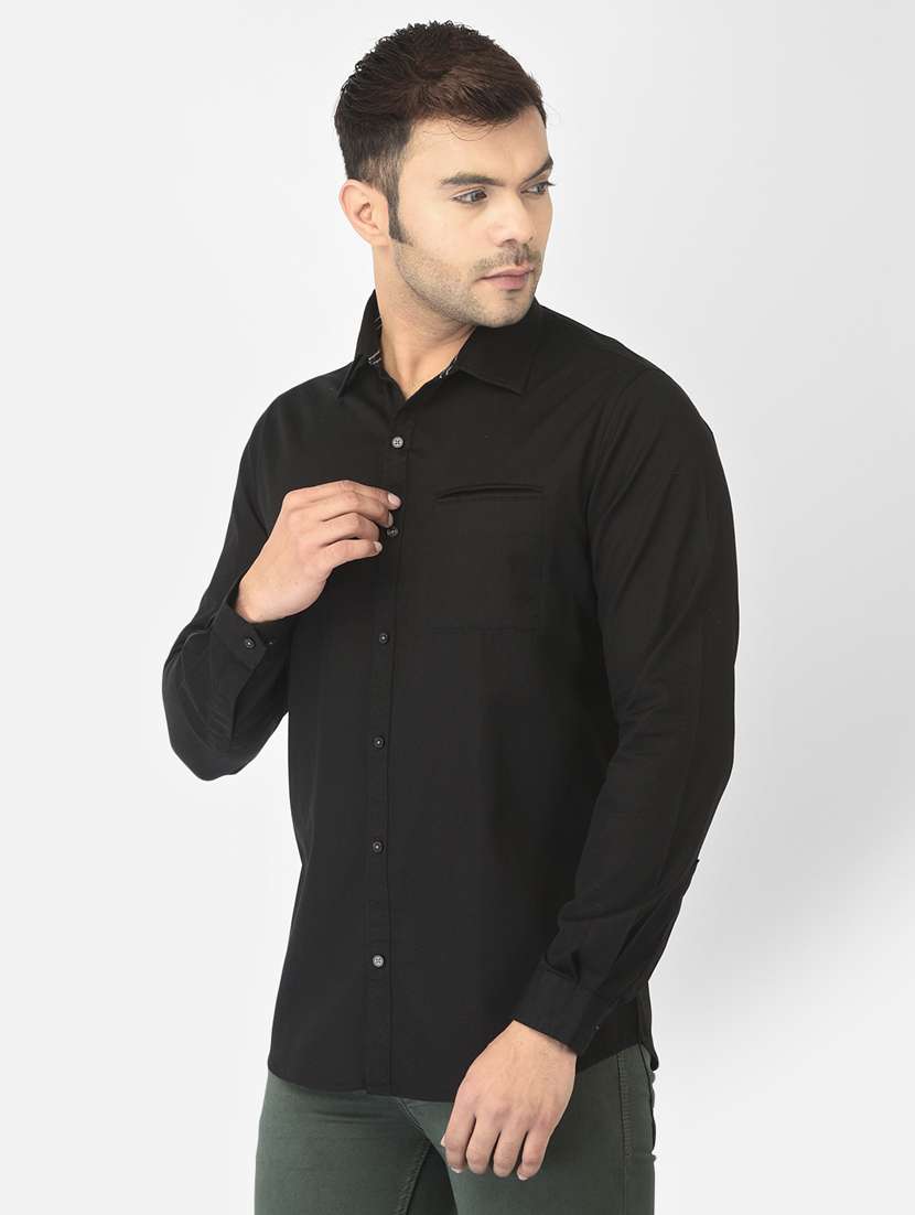 black solid casual shirt - 18304974 - Standard Image - 1