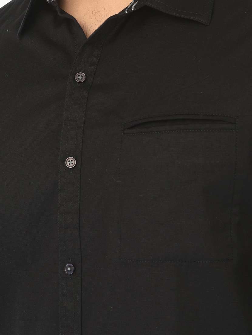 black solid casual shirt - 18304974 - Standard Image - 4