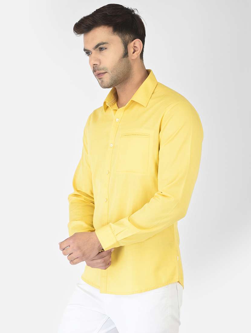 yellow solid casual shirt - 18304979 -  Standard Image - 1