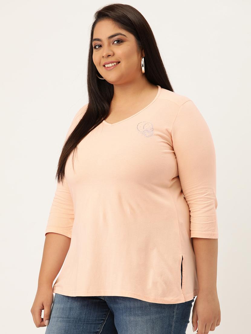 women's plain v neck t-shirt - 18305225 - Standard Image - 1
