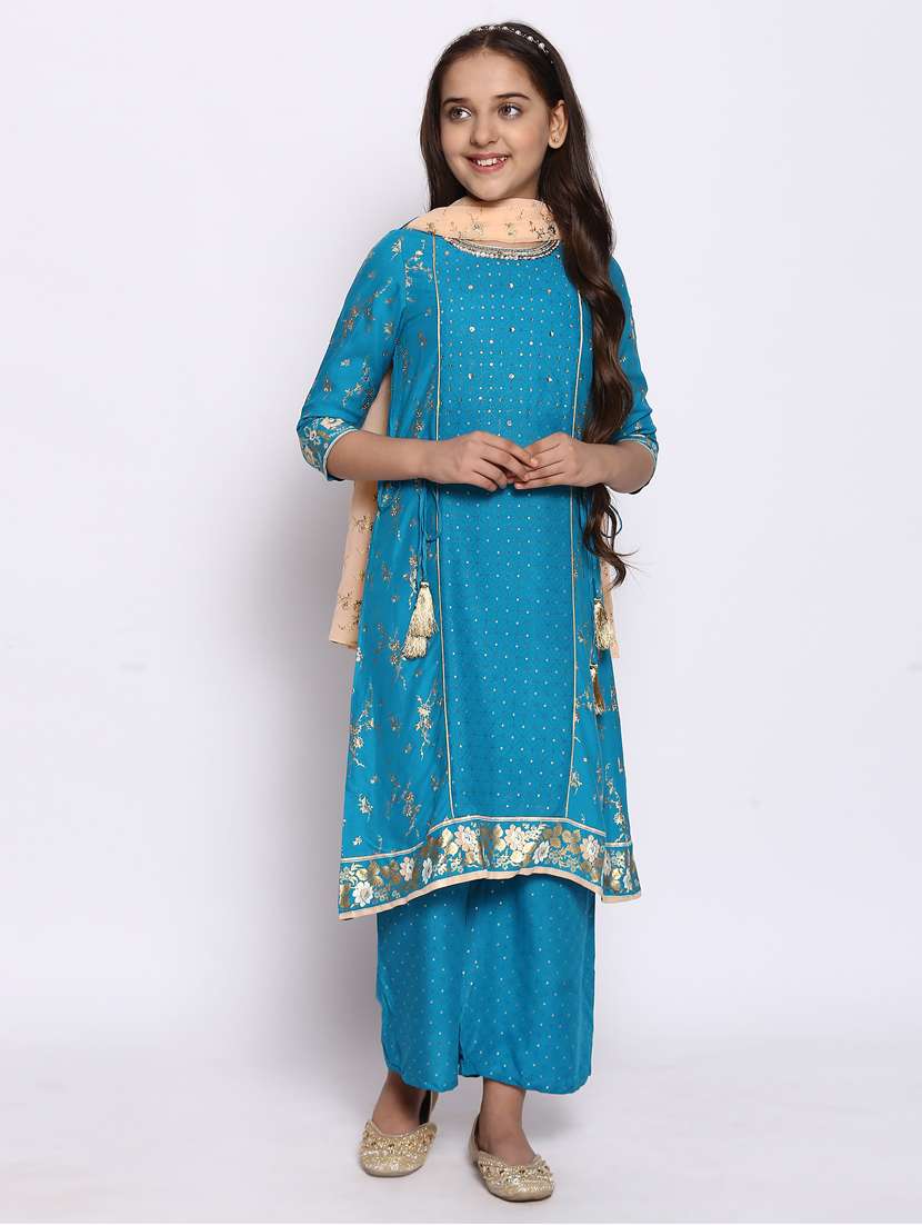 blue printed suit set 