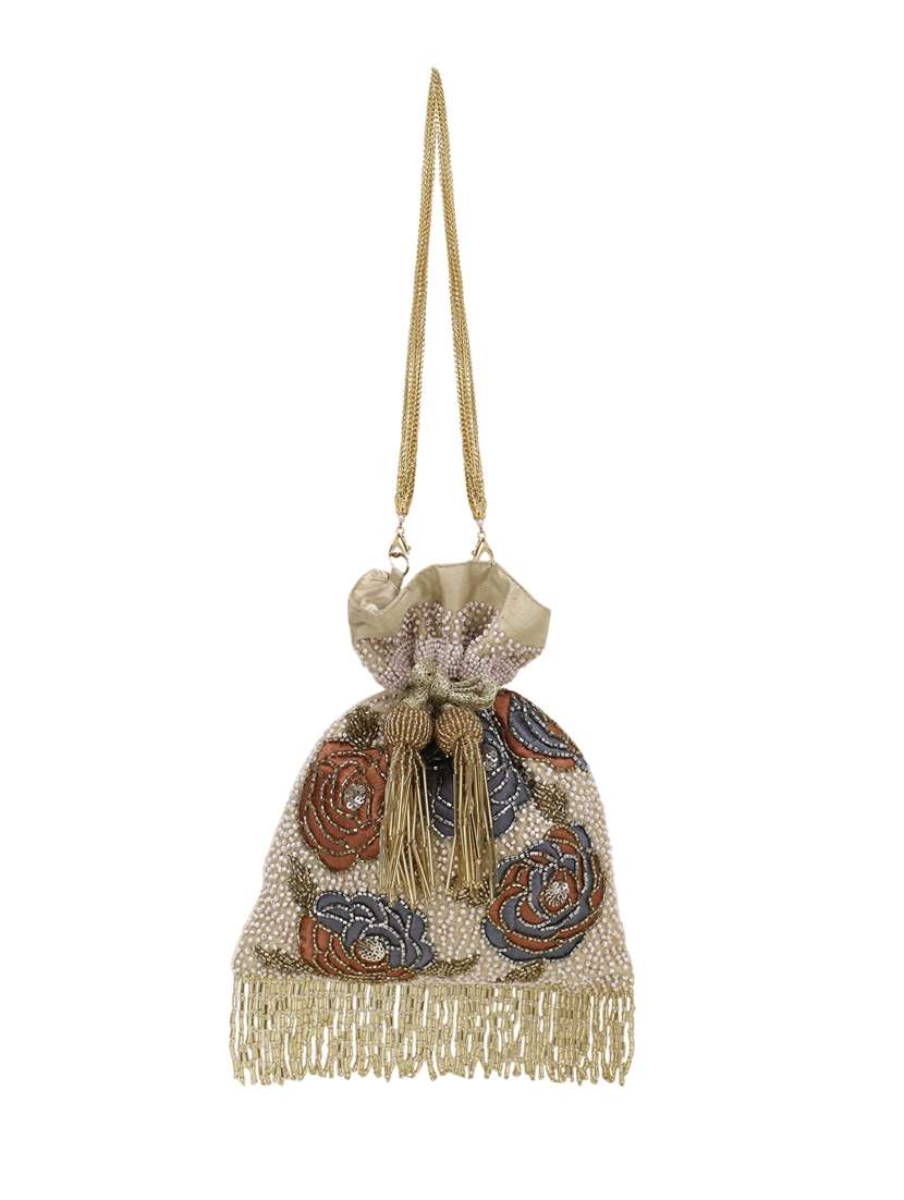 beige embellished ethnic potli - 18305615 - Standard Image - 4