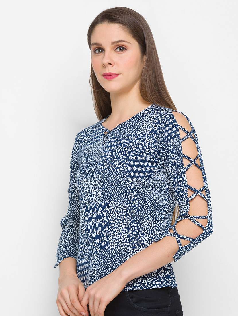 women's straight key hole neck top - 18305779 -  Standard Image - 1