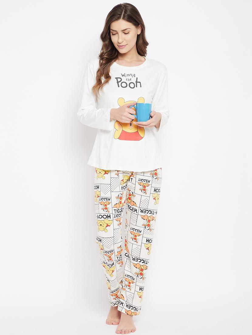 round neck printed nightwear pajama set