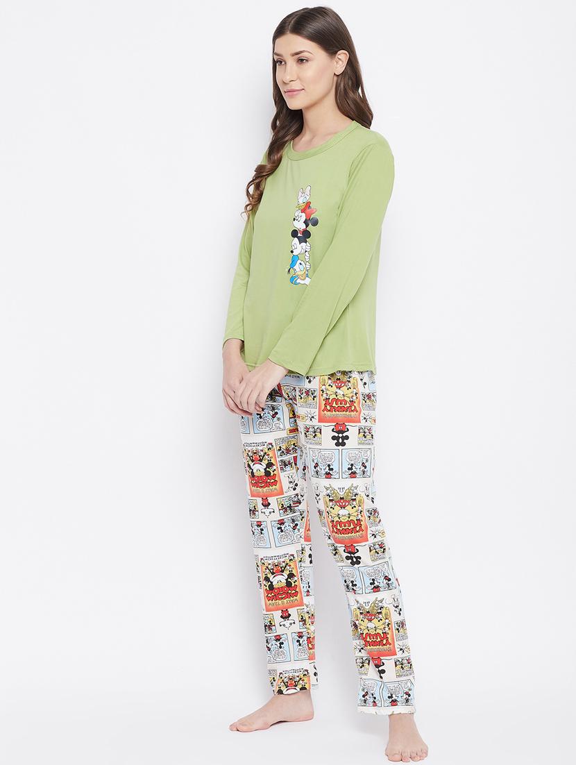 round neck printed nightwear pajama set - 18305793 - Standard Image - 1