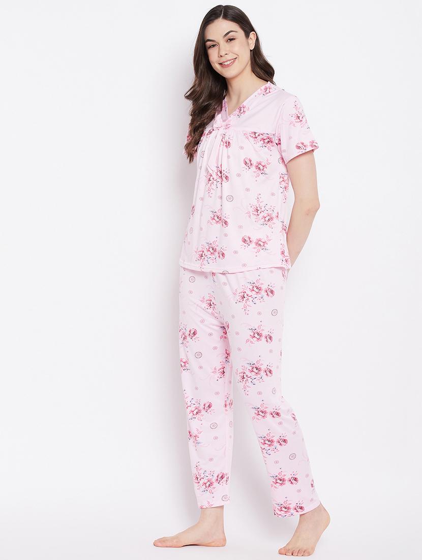 v-neck printed nightwear pajama set - 18305805 -  Standard Image - 1