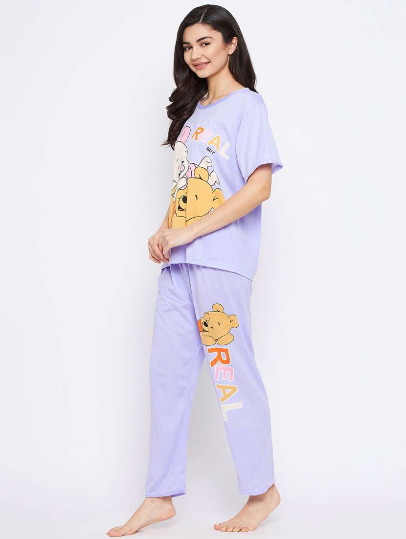 round neck printed nightwear pajama set - 18305830 -  Standard Image - 1