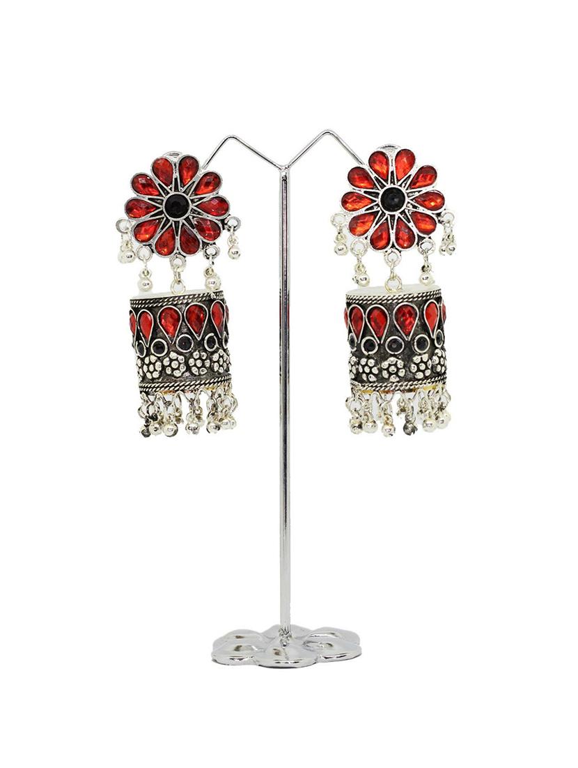orange brass jhumka earring - 18306064 - Standard Image - 1