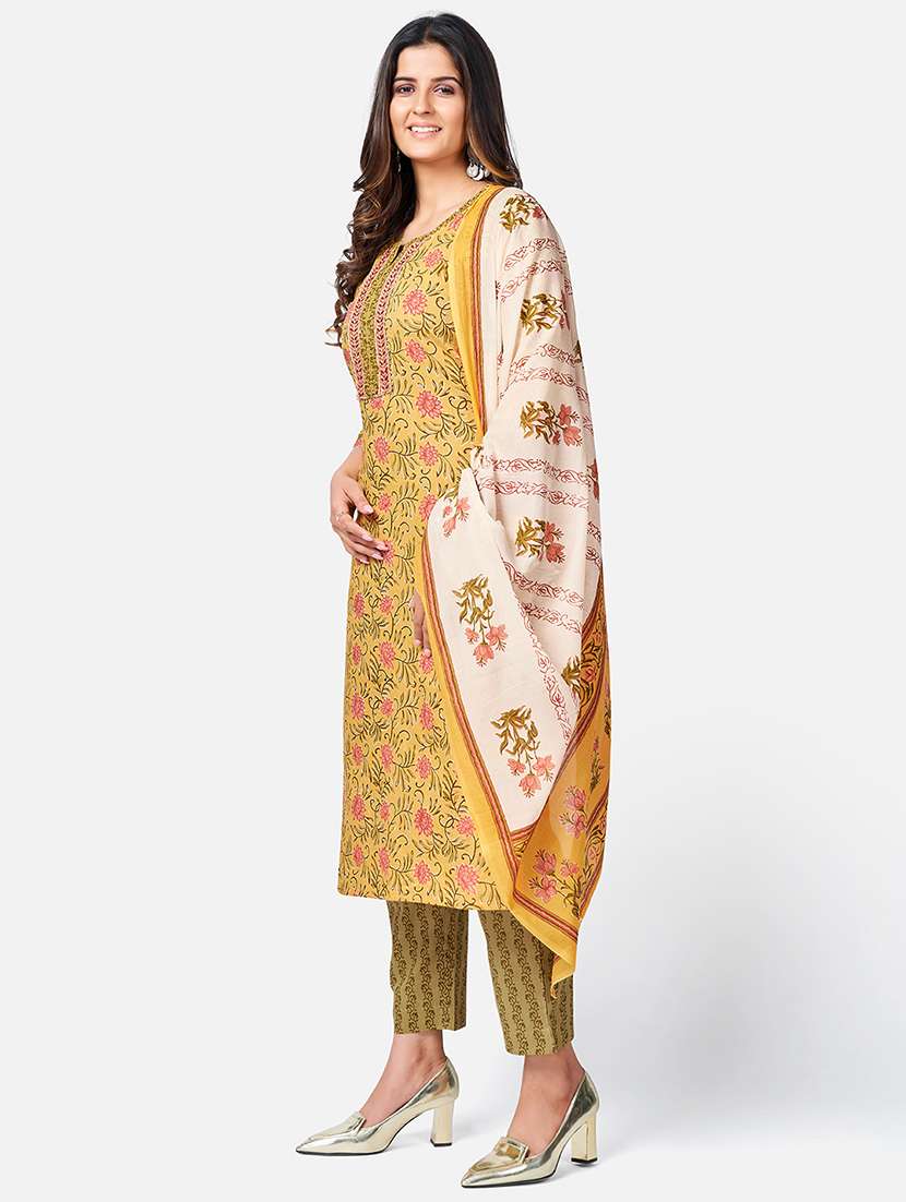 yellow cotton suit  set - 18306077 -  Standard Image - 1