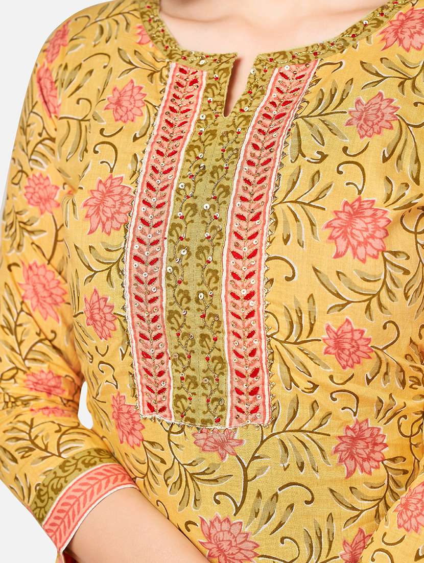 yellow cotton suit  set - 18306077 -  Standard Image - 4