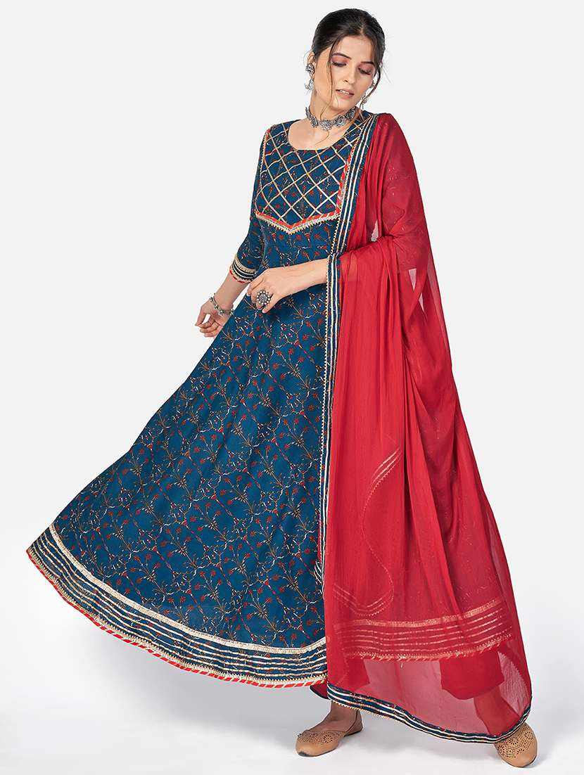 teal cotton suit  set