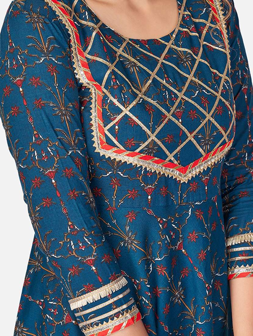 teal cotton suit  set - 18306087 -  Standard Image - 4