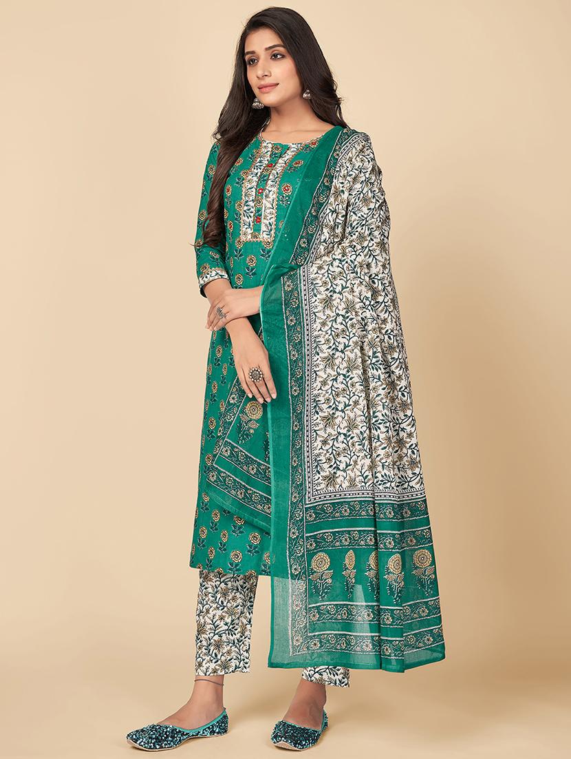turquoise cotton suit set - 18306095 - Standard Image - 1