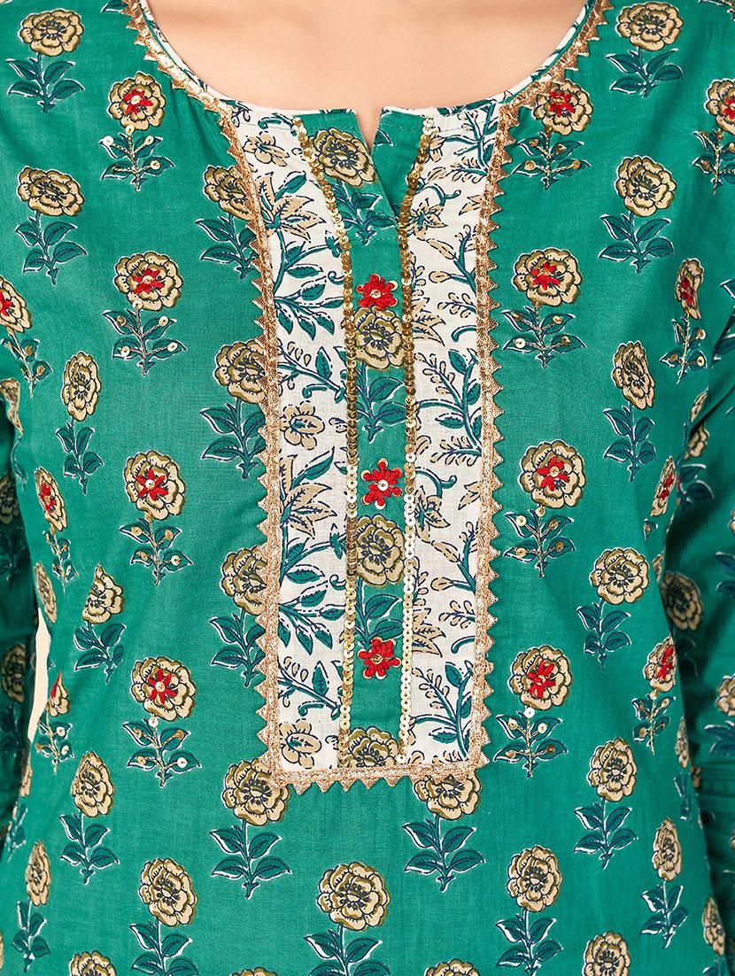 turquoise cotton suit set - 18306095 - Standard Image - 4